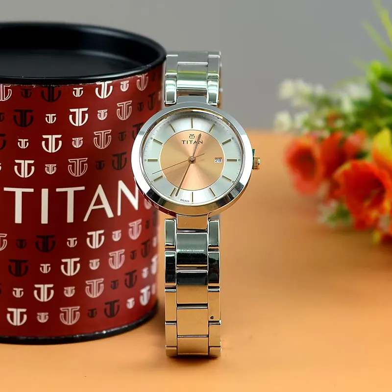 Titan Workwear Rose Gold Dial Fashion Ladies Watch- 2480KM01